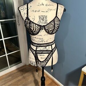 Forplay 3 piece zebra lingerie set